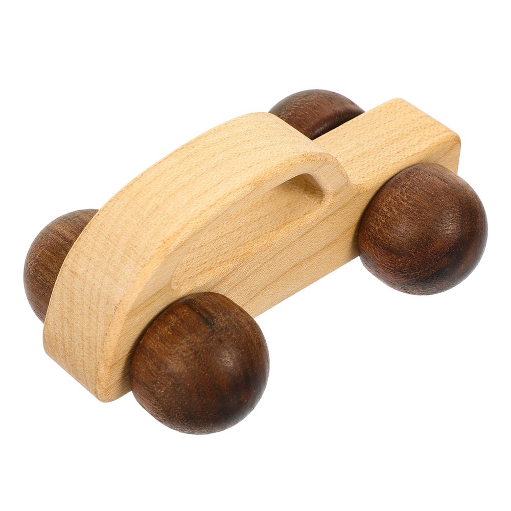 ORFOFE Wooden Push Car Grasping Plaything Maple Black Walnut Wheels Hand Grip Development for Boys