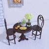 1:12 Miniature Dining Table and Chairs Set, Set of 3 Dollhouse Furniture, Decoration in Miniature (Black) view 2