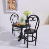 1:12 Miniature Dining Table and Chairs Set, Set of 3 Dollhouse Furniture, Decoration in Miniature (Black) view 3