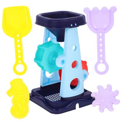BCOATH 5pcs Interactive Beach Sand for Parents Includes Hourglass Sand Shovel Rake and Bucket Blue Beach Playing for Creative Outdoor Sandbox Fun