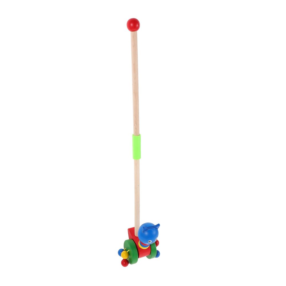 BCOATH Wooden Push Walker with Cartoon Animal Design Sturdy Pushing Cart for Indoor Play Promotes Gross Motor Skills and Physical Activity Safe and Learning Walker for Boys