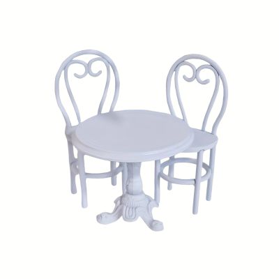 1:12 Miniature Dining Table and Chairs Set, Set of 3 Dollhouse Furniture, Decoration in Miniature (White)