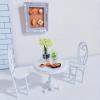 1:12 Miniature Dining Table and Chairs Set, Set of 3 Dollhouse Furniture, Decoration in Miniature (White) view 2