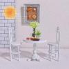 1:12 Miniature Dining Table and Chairs Set, Set of 3 Dollhouse Furniture, Decoration in Miniature (White) view 3