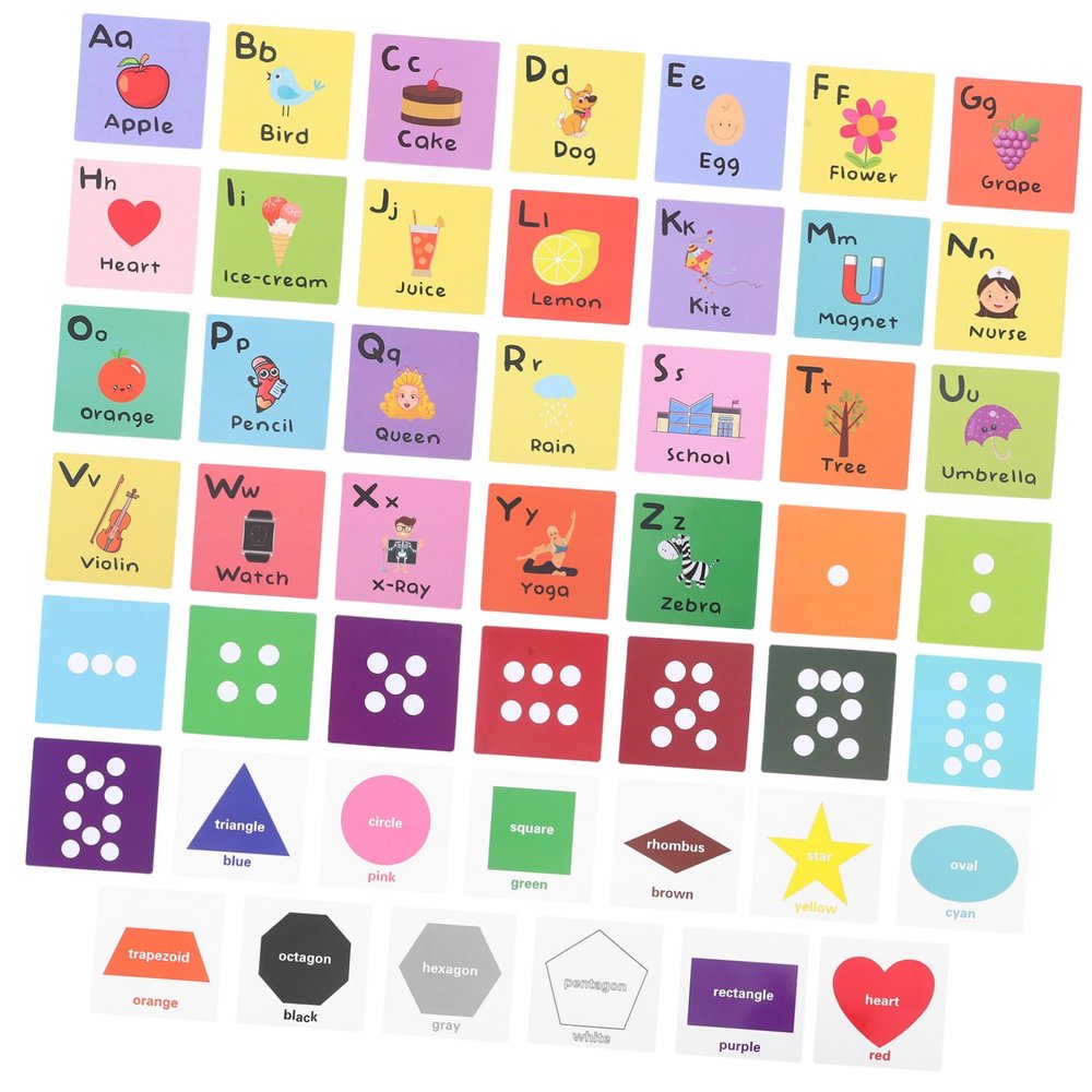BCOATH Educational Letter Cognitive Cards for English Words Learning Flashcards with Shape and Recognition Development Game for Early Education and Birthday