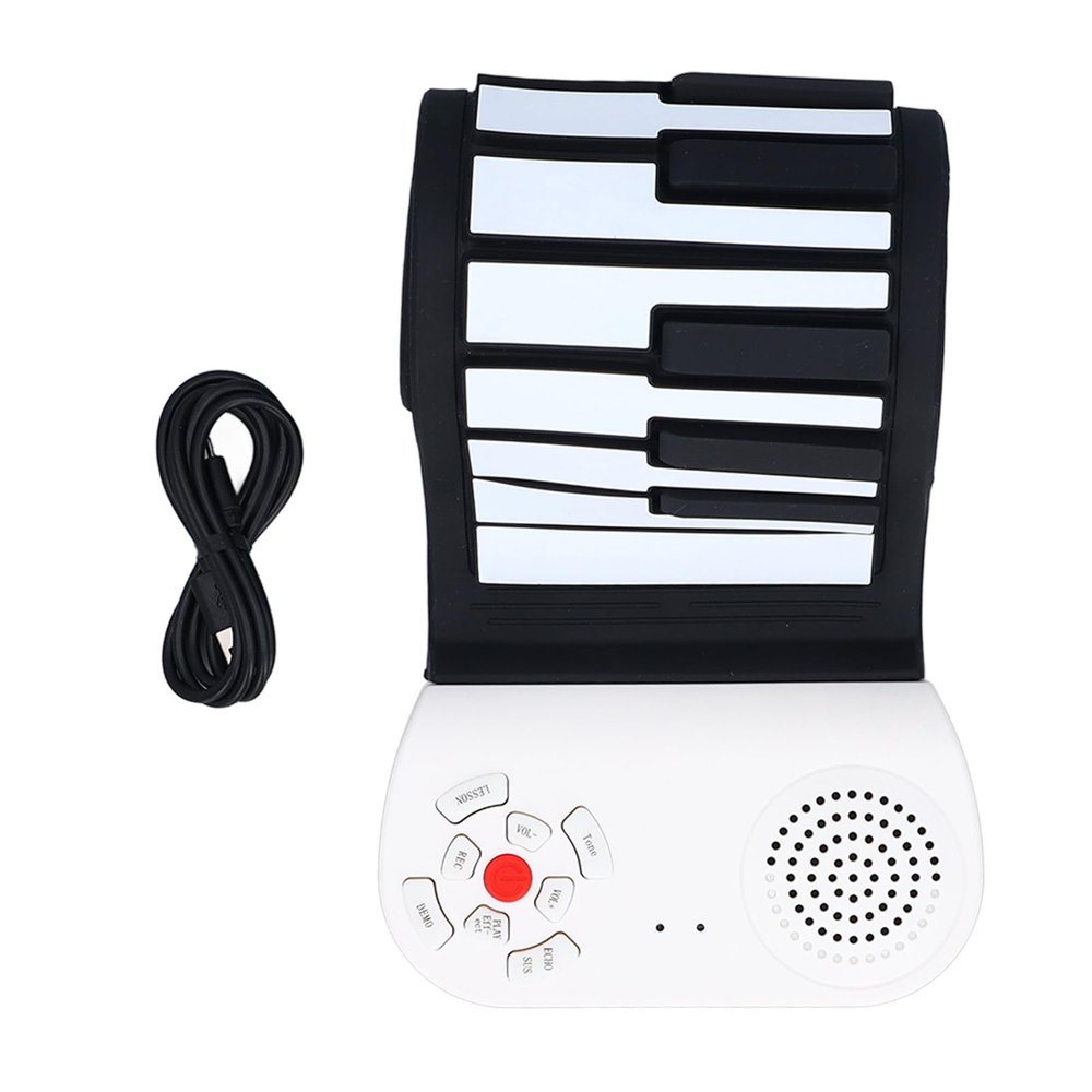 Alomejor Portable Piano, 49 Key Roll Up Piano, Foldable Silicone Keyboard with USB Charging and Built in Speaker Portable Electric for Kids Beginners Home Practice