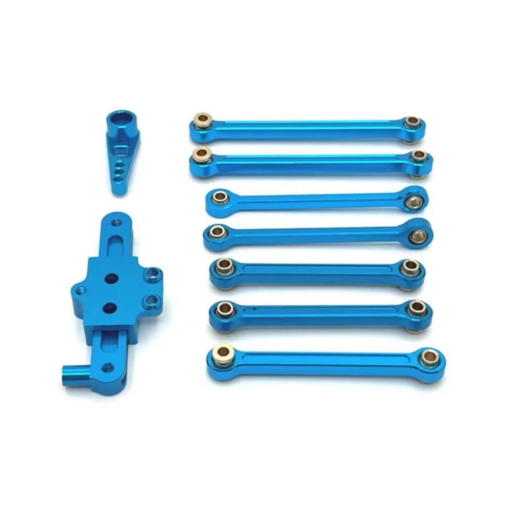 For WLtoys 124006 12423 12427 12428 1/12 Metal Fixed Rod Steering Group Servo Arm RC Car Parts And Accessories Upgrade Replacement Use RC Upgrade Parts(Blue)