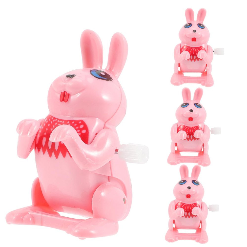 BRIGHTFUFU 4pcs Adorable Wind-up Bunny Portable Clockwork Playthings for Easy to Use Spring-Operated Walking Rabbit Models Lovely S Party Favors and Easter