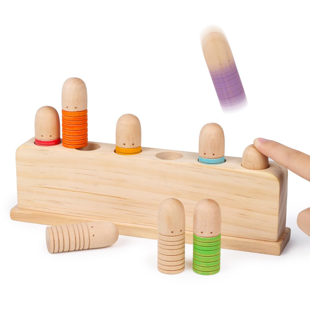ALLABC Baby Pop Up Doll Cause and Effect Toys for Kids Ages 3-5 Preschool Games Wooden Montessori Toys for Toddlers 1-2-3