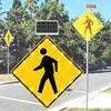 Flashing Solar LED Pedestrian Crossing Sign - Durable Aluminum Traffic Warning Sign, IP65 Waterproof Road Safety Indicator for Streets and Crosswalks view 1