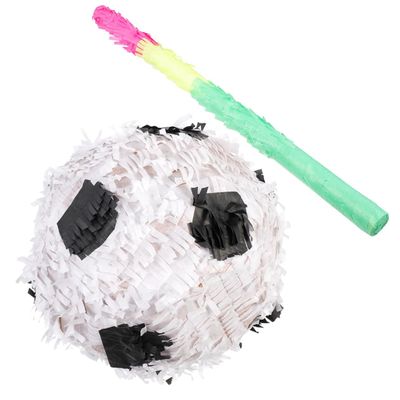 BCOATH 2Pcs Football Soccer Pinata with Stick Paper Sports Ball Birthday Decoration for Soccer Theme Parties and Football Celebrations Indoor Outdoor Use