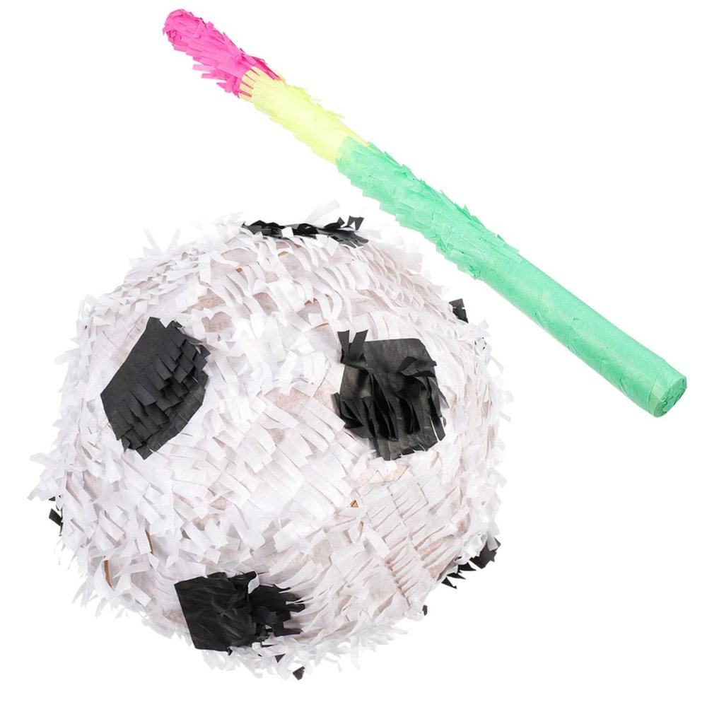 BCOATH 2Pcs Football Soccer Pinata with Stick Paper Sports Ball Birthday Decoration for Soccer Theme Parties and Football Celebrations Indoor Outdoor Use