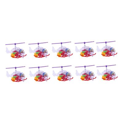 KONTONTY 10pcs Wind-up Helicopter for Plastic Clockwork Playthings with Cartoon Design Fun for Boys and Enhance Coordination and Imagination Random Color