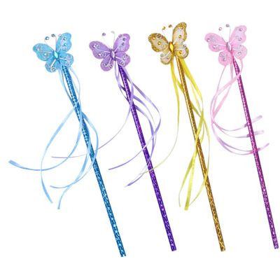 FELTECHELECTR 4Pcs Glitter Fairy Wands Tassel Stick for Cosplay Props Birthday Party Supplies Safe and Vibrant