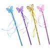 FELTECHELECTR 4Pcs Glitter Fairy Wands Tassel Stick for Cosplay Props Birthday Party Supplies Safe and Vibrant view 1