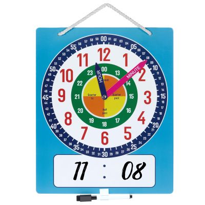 Segaixlj Magnetic Writable Dry Erase Learning Clock for Kids, 13.7'' x 11.2" Teaching Demonstration Clock for Kid to Tell Time, Perfect for Home School Classroom Supplies, Pen Included