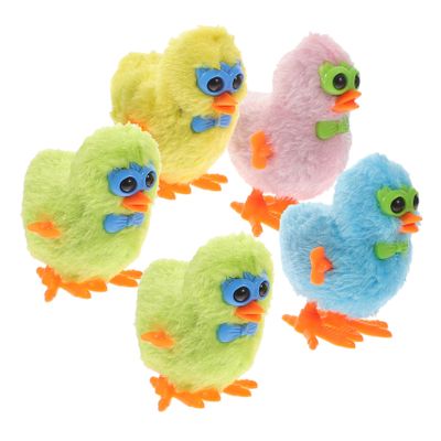 HAKIDZEL 5pcs Wind Up Plush Chick for Cute Clockwork Jumping Chicken with Soft Surface Novelty Animal Playthings for Easter Birthday and Home Decoration Random Color