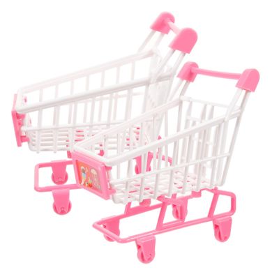 HAKIDZEL 2pcs Mini Grocery Shopping Cart for Lightweight Pretend Play Ornaments for Dollhouse Small Carts for Fun Interactive Role Play