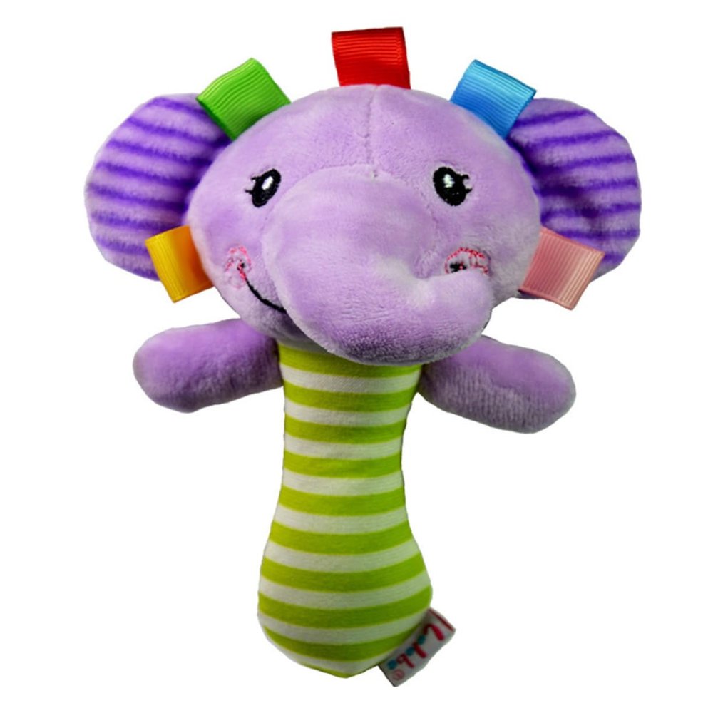 HAKIDZEL Year Plush Hand Rattle Elephant Hand Bell Educational Early Learning for Boys with Sound and Colorful Design to Develop Hearing and Motor Skills