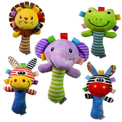 Gogogmee Year Plush Elephant Hand Rattle for Boy Girl Soft Educational Wrist Rattles for Early Learning Colorful Sound Handbell for Newborns Enhancing Hearing and Coordination