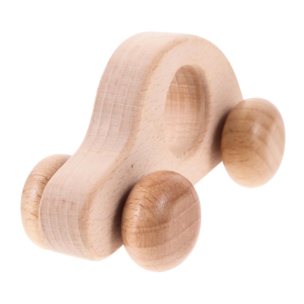 HAKIDZEL Wooden Grip Push Car for Boy Girl Beech Wood Handheld Vehicle with Movable Wheels Smooth Sanded Edges for Easy Grasping and Pushing Shock-Resistant Educational for Boy Girl