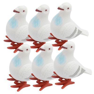 Gogogmee 6Pcs Vintage Wind Up Clockwork Pigeon Plastic Walking Animal for Party Favors Educational Hand-Eye Coordination White