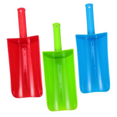 BRIGHTFUFU 3Pcs Beach Sand Shovels for Lightweight Plastic Digging in Red Blue Green Safe PP Material Scoop Spades for Sandcastle Building and Outdoor Play