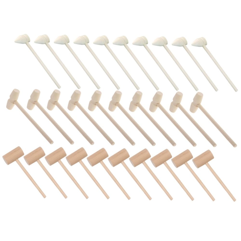 LALADEFIEE 30PCS Mini Wooden Mallets Natural Hardwood Cake Hammers for DIY Crafting Educational for Home Bakery and Preschool Creative Play