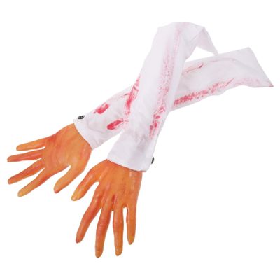 COOLHIYA 2 pcs Realistic Halloween Fake Blood Hands Lightweight Scary Prank Props for Party Decor Cosplay and Haunted House Accessories
