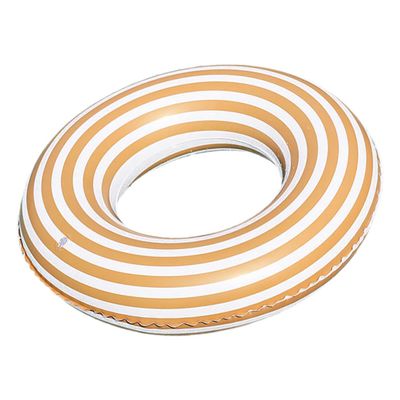 KONTONTY Inflatable Swim Ring for Adults Thickened PVC Float Tube with Orange Stripes Lightweight and Portable Outdoor Pool Easy to Inflate and Deflate Suitable for Swimming and Water Fun