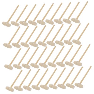 HAKIDZEL 36pcs Wooden Mallets Smooth Polished Mini Hammers for Safe Natural Wood Hand Training Interactive Play Tool
