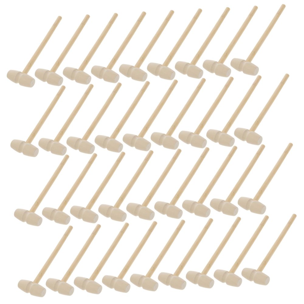 HAKIDZEL 36pcs Wooden Mallets Smooth Polished Mini Hammers for Safe Natural Wood Hand Training Interactive Play Tool