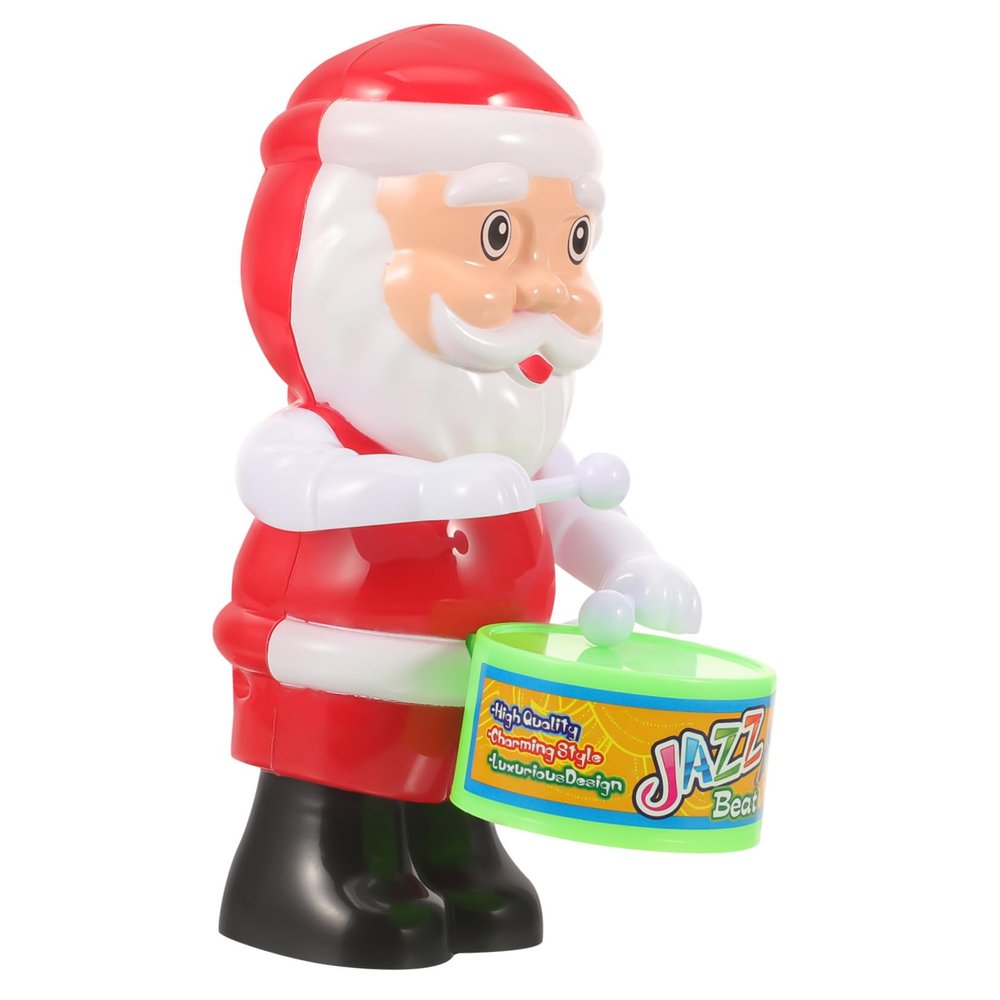 COOLHIYA 3pcs Wind-up Santa Claus Drumming Playthings for Festive Holiday Fun Interactive Santa Random Color