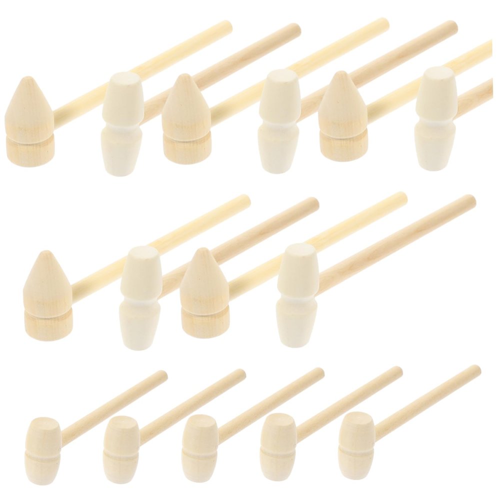 WHAMVOX 15pcs Mini Wooden Hammers for Wood Mallets with Ergonomic Handles Safe Natural Material Portable DIY Play Tool for Boys and Birthday
