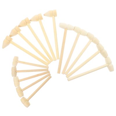 KOMBIUDA 15pcs Wooden Hammer Mini Mallets for Natural Wood Educational Plaything for Interaction and Home Decoration