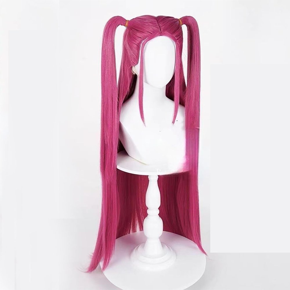 Cosplay Wig Collection, Long Braided Style, Purple Pink and Black Colors Available, Heat Resistant Synthetic Hair (Red girl model)
