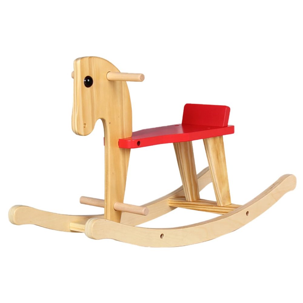 KONTONTY Wooden Rocking Horse Chair for Comfortable Riding Educational Rocker Gift for Birthday Shower