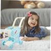 KOMBIUDA S Simulated Shopping Cart Supermarket Trolley with Doll Storage Rack for Early Walking and Pretend Play in Blue view 4