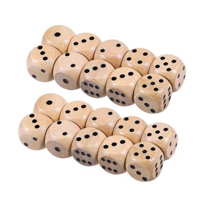 BRIGHTFUFU 50pcs Hand Carved Wooden Dice Set Corner Cube Educational Teaching Tools Natural Wood Texture with Precise Engraving for Board Games Party