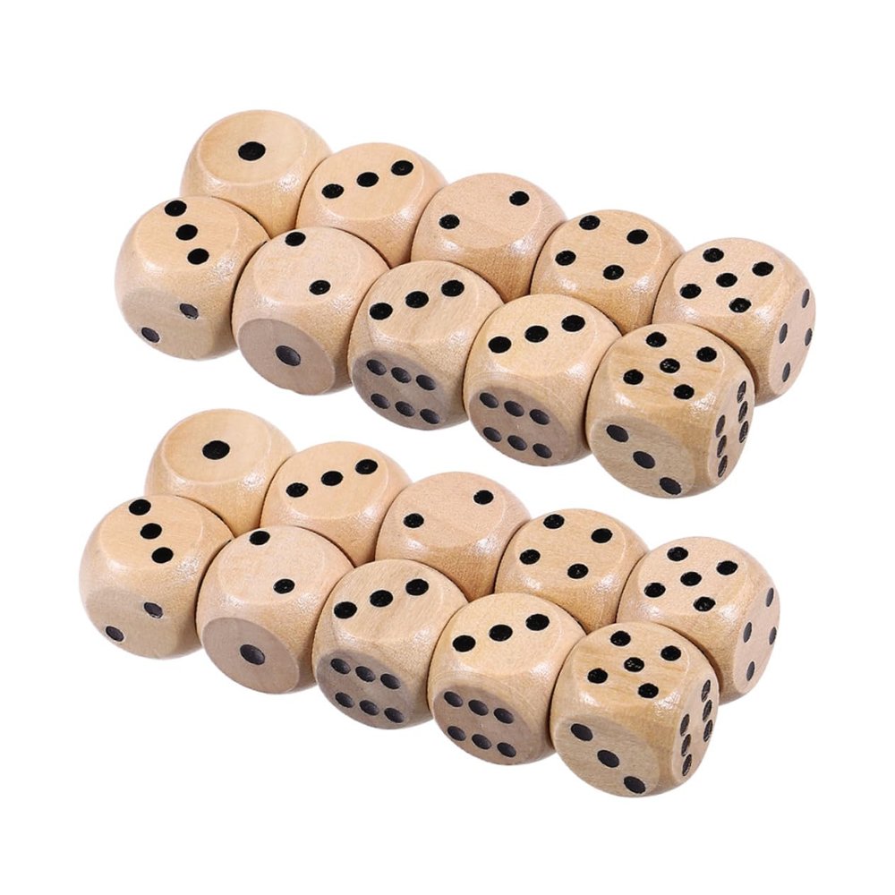 BRIGHTFUFU 50pcs Hand Carved Wooden Dice Set Corner Cube Educational Teaching Tools Natural Wood Texture with Precise Engraving for Board Games Party