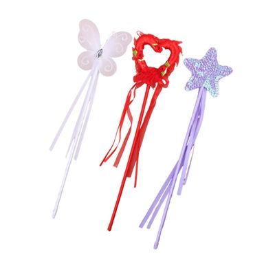BCOATH 3pcs Pentagram Heart Butterfly Fairy Wands for Birthday Party Cosplay Magical Sticks for Play and Dress Up Gift for Little Ages
