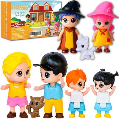 FUNERICA Imaginative Dollhouse People for Kids Family Playset with Parents, Children, Pets & Guest Figures Perfect Doll House People Figures for Pretend Play & Storytelling Fun