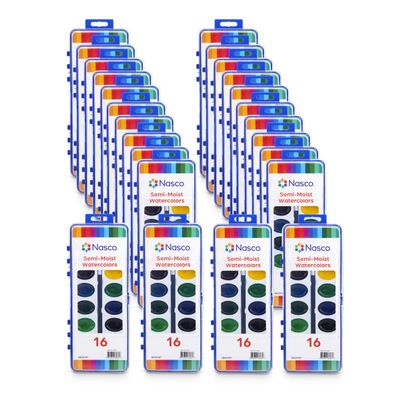 Nasco Semi-Moist Watercolor Sets - 16 Color Set - 24 Pack
