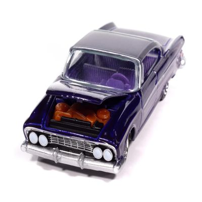 1961 Dart Phoenix Lowrider Purple Sky Metallic with Graphics and Purple Interior Vintage Muscle Series 1/64 Diecast Model Car by Auto World