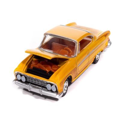 1961 Dart Phoenix Lowrider Mango Smoothie Metallic with Graphics and Orange Interior Vintage Muscle Series 1/64 Diecast Model Car by Auto World 64512-AWSP195A