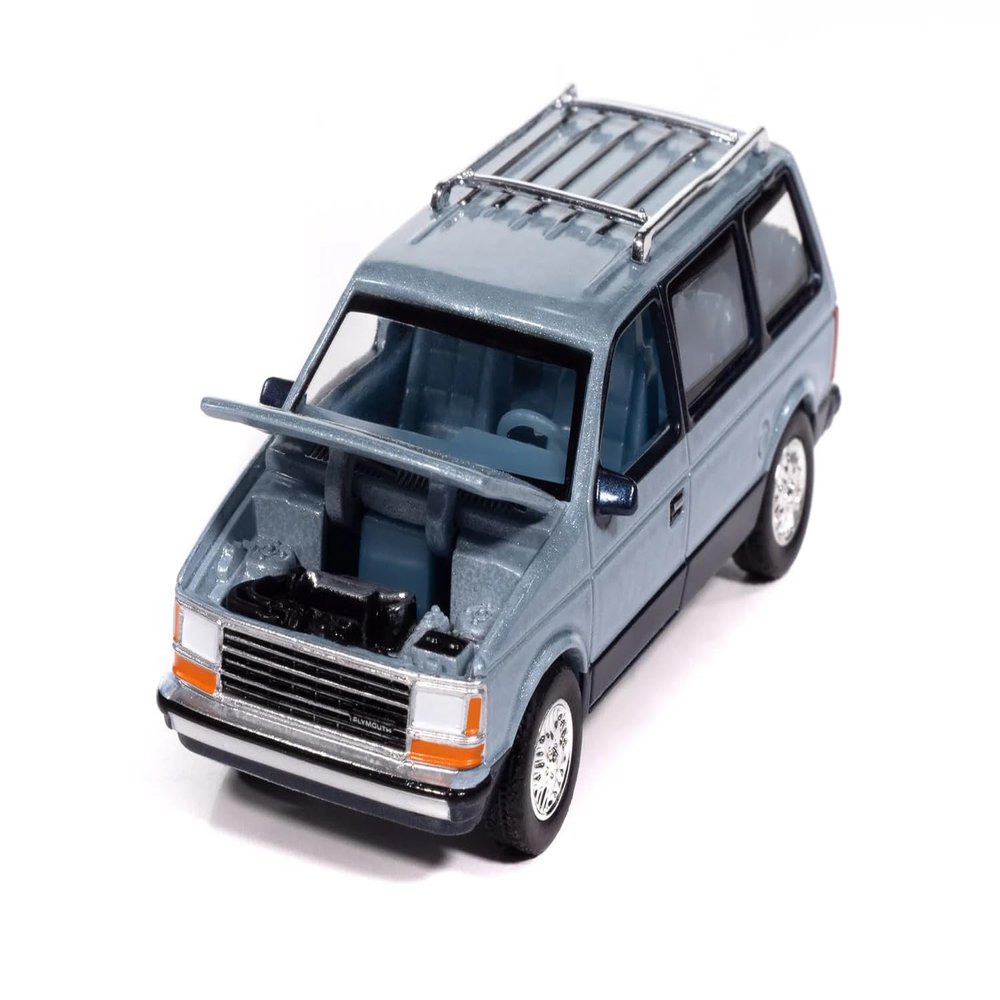 1987 Voyager Van Ice Metallic and Twilight Blue Metallic 2-Tone with Blue Interior Mighty Minivans Series 1/64 Diecast Model Car by Auto World AWSP197A