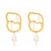 7.4 * 3.8cm Alloy Imitation Pearl Pendant Spliced With Baroque Pearl Earrings,golden,7.4 * 3.8cm view 1