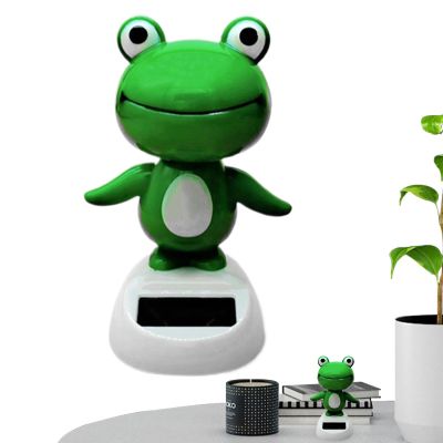 Frog - Cute Frog Car Solar Decoration, Shaking Head Dashboard Decor, Wiggling Fun Toy, Solar-Powered Movement, Dashboard Ornament, Car Accessories for Display 2.36x2.36 Inches
