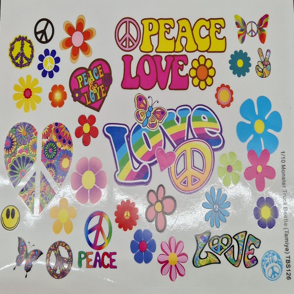 1/10 Peace and Love Stickers for Beetle RC Tamiya Monster Truck TBS126