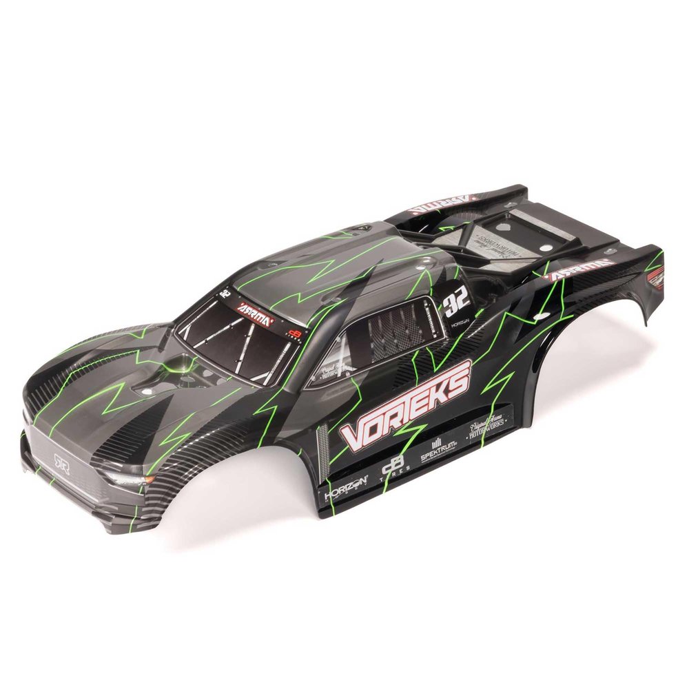 ARRMA VORTEKS 2WD Painted Decaled Trimmed Body Set - Hidden Body Mount (Green/Black), ARA-2581